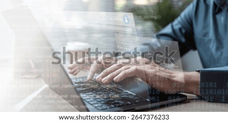 Software development business concept. Programmer coding computer. Developer programming web application technology. Software engineer. web developer. A person is using a laptop computer.
