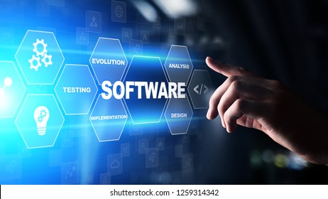 Software development and business process automation, internet and technology concept on virtual screen. - Shutterstock ID 1259314342