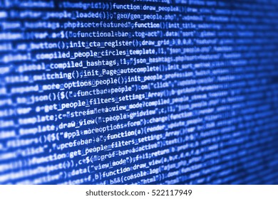 Software Development. Computer Science Lesson. IT Specialist Workplace. Developer Working On Websites Codes In Office. Binary Digits Code Editing. Abstract Screen Of Software. 
