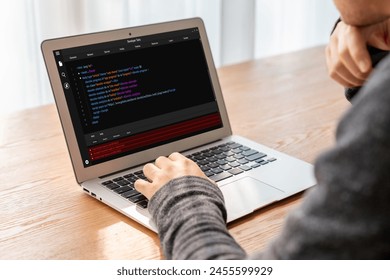 Software development programming on computer screen for modish application and program coding