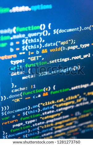 Software development,  Trendy design, Computer codes operator development style,  Developing programming and coding technologies,  Javascript abstract computer script, random parts of program code