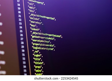 The software is doing array coding. Abstract code background. Selective focus code on computer screen - Shutterstock ID 2253424545