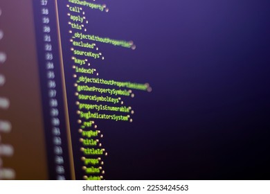 The software is doing array coding. Abstract code background. Selective focus code on computer screen - Shutterstock ID 2253424563
