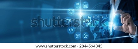 Software ecosystem. Developer bridges complex systems using API integration tools, enabling seamless data exchange between cloud platforms and third-party services to enhance overall functionality.
