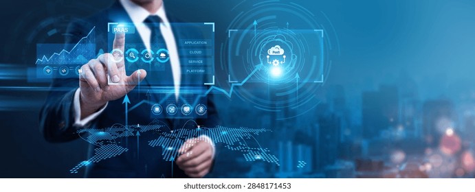 Software Engineer Using Digital Screen with PaaS and networking cloud application deployment data. Managing virtual development runtime spaces, scaling central database frameworks