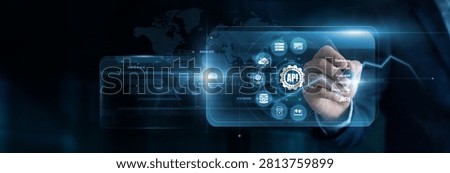 Software engineer is using touch pen on an API virtual screen to map out user data endpoints. This highly advanced digital interface ensures optimal connectivity for enterprise networks.