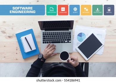 Software Engineering Concept with Icon Set