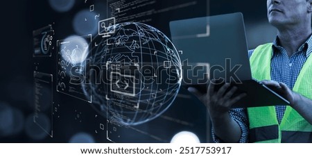 Software engineering using computer laptop designing programming code application softwares development using AI digital artificial intelligence, technology industry graphical icon, banner background.
