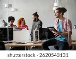 Software engineers working on project and programming in company. Startup business concept