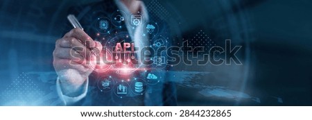 Software integration. Developer using terminal testing secure backend endpoints and data exchange protocols on multi-monitor dashboard setup. Microservices network architecture and connectivity.