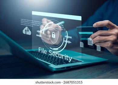 Software Internet data storage backup, Businessman using a computer to backup storage data Internet technology for backup online documentation database and digital file storage system, sharing Folder.