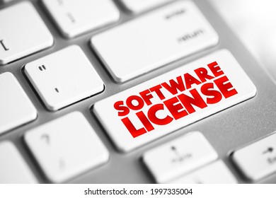 Software License - legal instrument governing the use or redistribution of software, text button on keyboard
