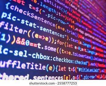 Software log in linux. Abstract computer script code. Stock market graph and ticker with blue screen for stock exchange analysis. Technology display. Business graph background. Web dewelopment.