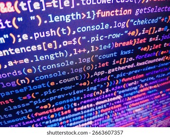 Software and PHP and field. Technology concept hex code digital background. Abstract computer script  code. Programming code typing. Software background