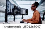 Software Programmer Or Coder Woman Using Office Computer