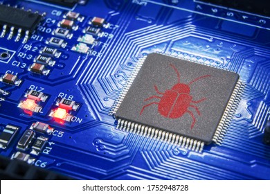 Software security concept. Errors in the program. Bugs in the program. The presence of a backdoor, rootkit.