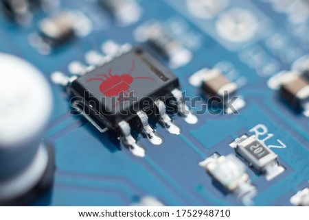 Software security concept. Errors in the program. Bugs in the program. The presence of a backdoor, rootkit. 1