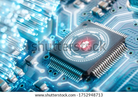 Software security concept. Errors in the program. Bugs in the program. The presence of a backdoor, rootkit.