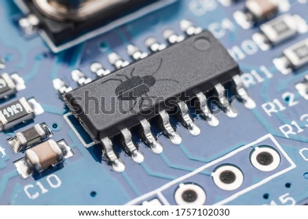 Software security concept. Errors in the program. Bugs in the program. The presence of a backdoor, rootkit. 