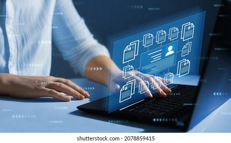 Software for security, searching and managing corporate files and employee information.Corporate data management system and document management system with employee privacy.Employee confidentiality - Shutterstock ID 2078859415