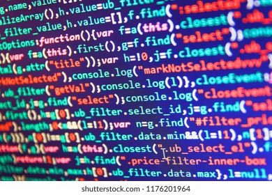 Software source code. Abstract screen of software. 