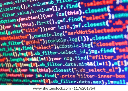Software source code. Abstract screen of software. 