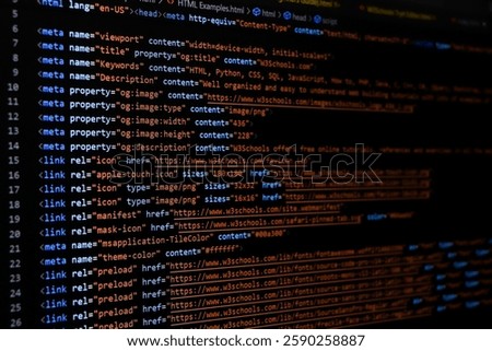 Software source code. Programming code. Programming code on computer screen. Developer working on program codes in office. Source code photo. Technology background