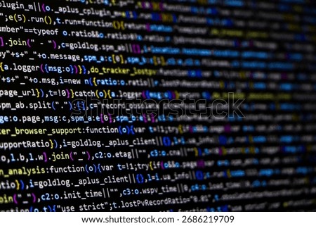 Software source code. Programming code. Programming code on computer screen. Developer working on program codes in office. Source code photo. Technology background