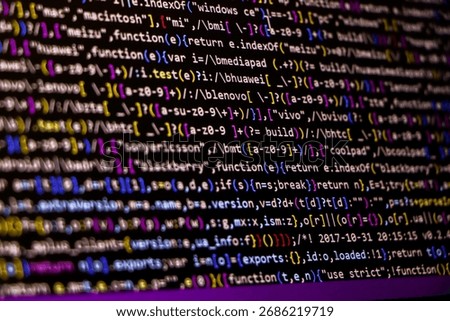 Software source code. Programming code. Programming code on computer screen. Developer working on program codes in office. Source code photo. Technology background