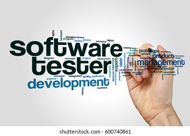 Software Tester Word Cloud Concept On Grey Background