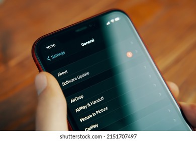Software Update Notification IPhone IOS To New Version. Bishkek, Kyrgyz Republic - December 9, 2020 