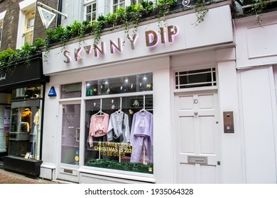 SOHO, LONDON, ENGLAND- 17th February 2021: Skinny Dip on Carnaby Street, closed during the latest coronavirus lockdown