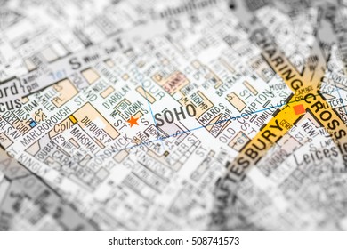 Soho. London, UK Map.