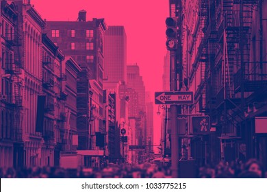 SoHo New York City In Pink And Blue