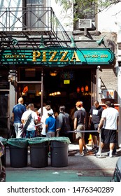 SoHo NYC, NY / USA - July 2019: Popular Pizza Place Prince Street Pizza In NYC