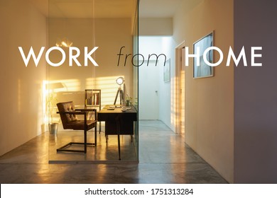 Soho Office Interior With Sunset Golden Hour Lighting And Shadow , Cozy And Peaceful Atmosphere,work From Home Concept