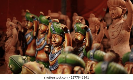 Soil Artifacts stall on the street and Many clay idols on a street stall - Shutterstock ID 2277946341