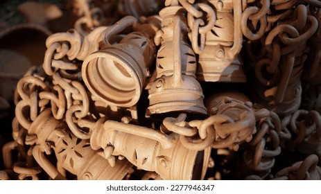 Soil Artifacts stall on the street and Many clay idols on a street stall - Shutterstock ID 2277946347