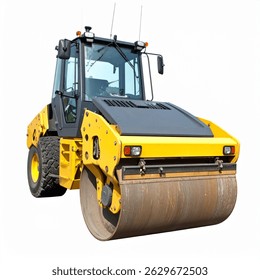Soil compactor machine isolated on white background