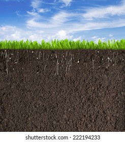 Soil Or Dirt Section With Grass Under Sky