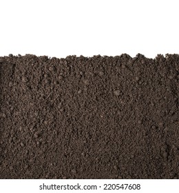 Soil or dirt section isolated on white background