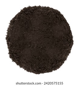 Soil patch texture isolated. Earth Day - April 22.  Soil is in the shape of a ball, an analogy with the shape of the planet Earth.