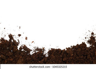 Soil Texture Isolated On White Background Seen From Above, Top View