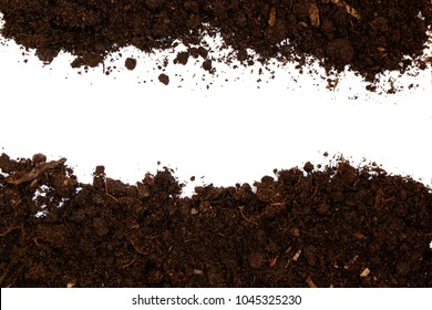 Soil Texture Isolated On White Background Seen From Above, Top View