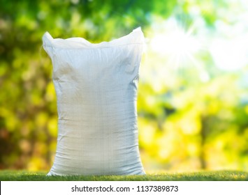 Soil White Bag With Nature Green Background