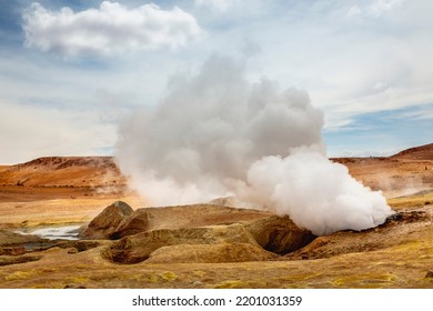 Sol De Manana Geyser In Bolivian Andes Altiplano Near Chile Border