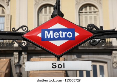 Sol Metro Station Sign in Madrid Spain