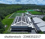 Solar array atop indoor practice facility at Dartmouth College