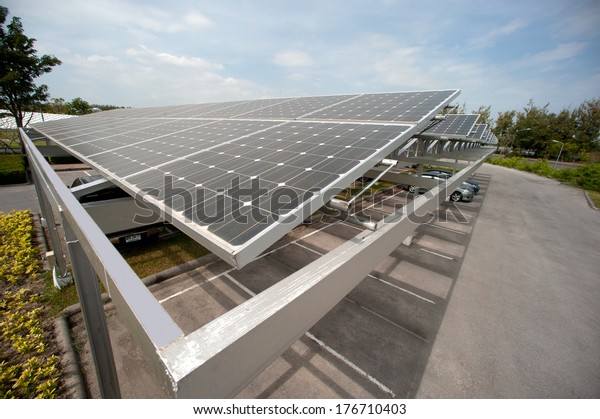 Solar cell on roof at car\
park.