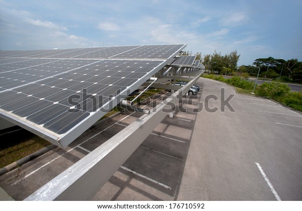 Solar cell on roof at car\
park.